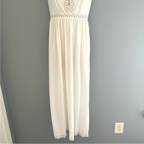Vintage Long Ivory Slip Square Neckline Lace Detail Size Small - Picture 8 of 13